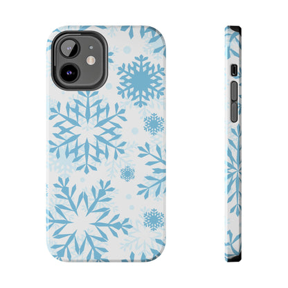 Frosty Blue Snowflakes iPhone Case – Shockproof, Smooth Matte Finish, Dual-Layer Design