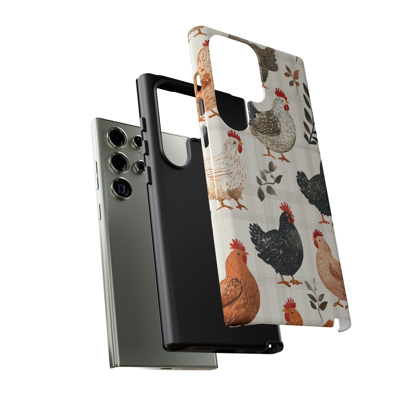 Samsung Galaxy Case: Vintage Chicken & Leaves – Farmhouse Style Case