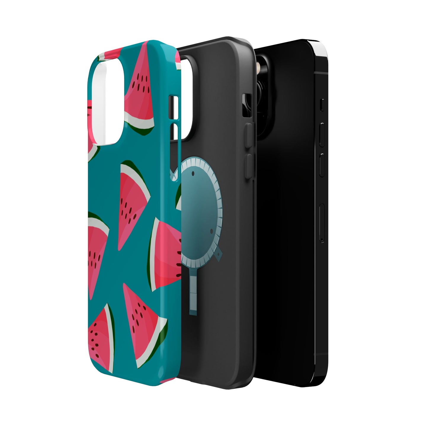 Watermelon Bliss MagSafe iPhone Case – Vibrant Summer Fruit Design on Teal Background