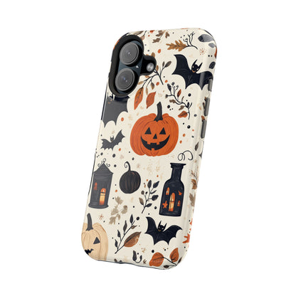 Charming Halloween MagSafe iPhone Case – Pumpkin, Bats, and Spooky Lantern Design