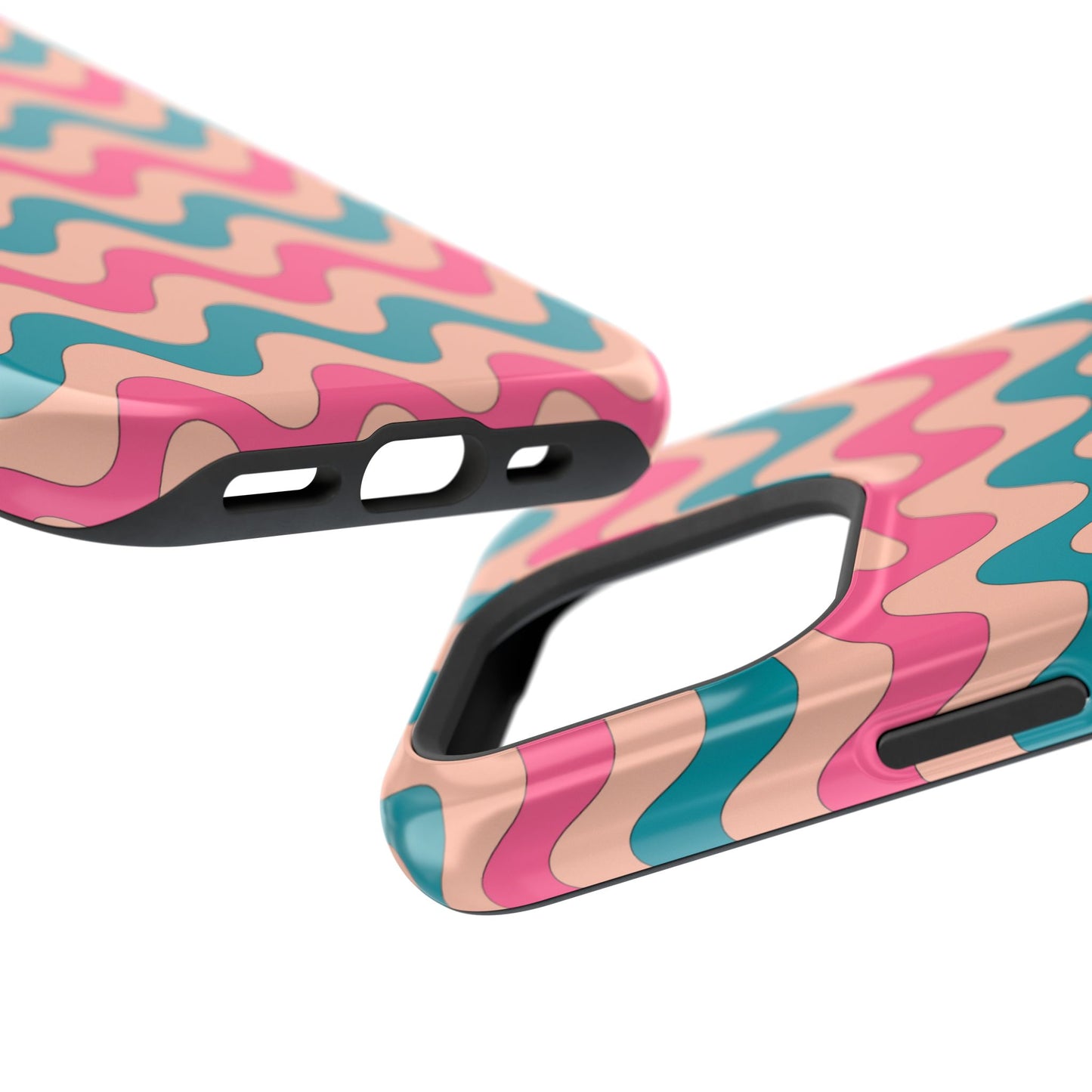 Retro Waves Pattern MagSafe iPhone Case – Shockproof Design with Dual-Layer Protection