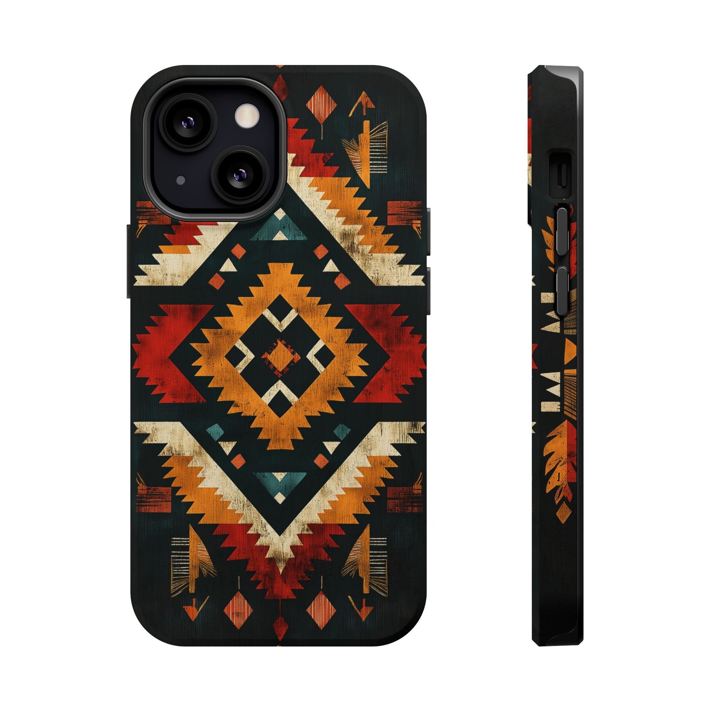 Southwestern Tribal Diamond Tough MagSafe iPhone Case – Bold Geometric Pattern, Dual-Layer Protection