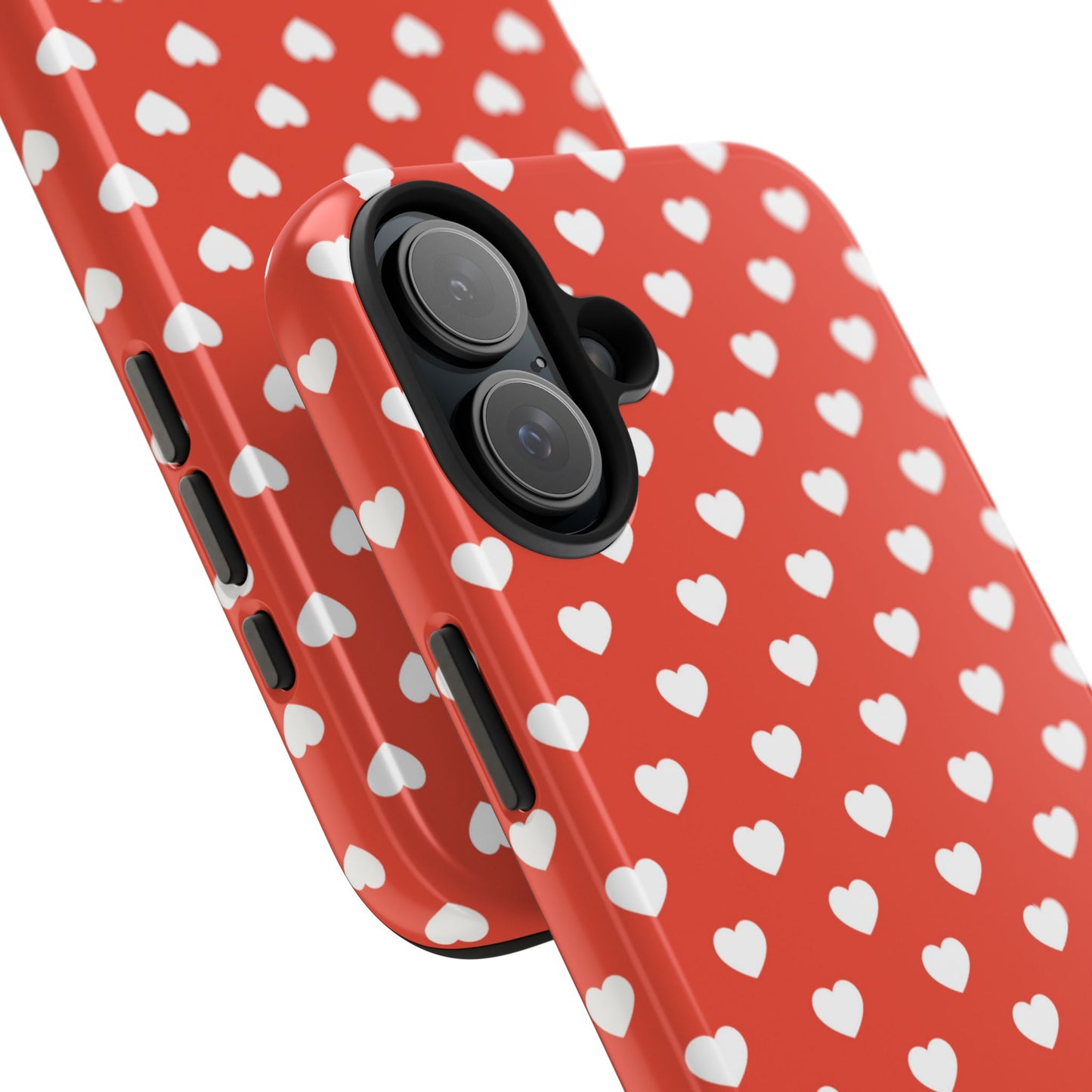 White Hearts on Red iPhone Case