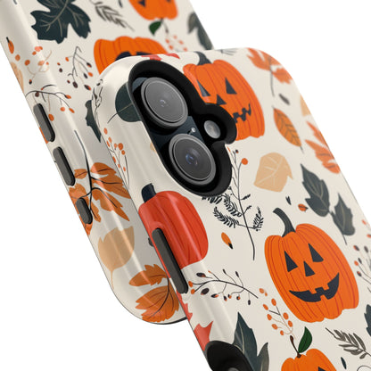 Spooky Pumpkin & Skeleton MagSafe iPhone Case – Halloween Jack-O'-Lantern Design