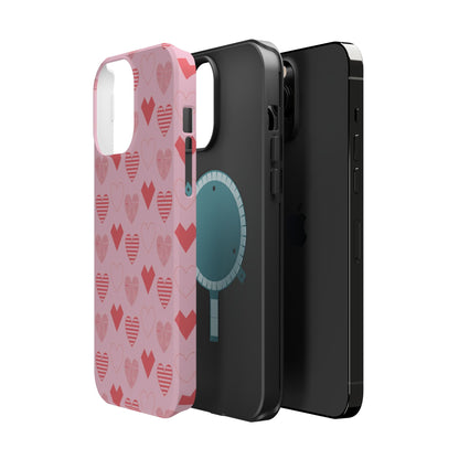 Striped Hearts MagSafe iPhone Case