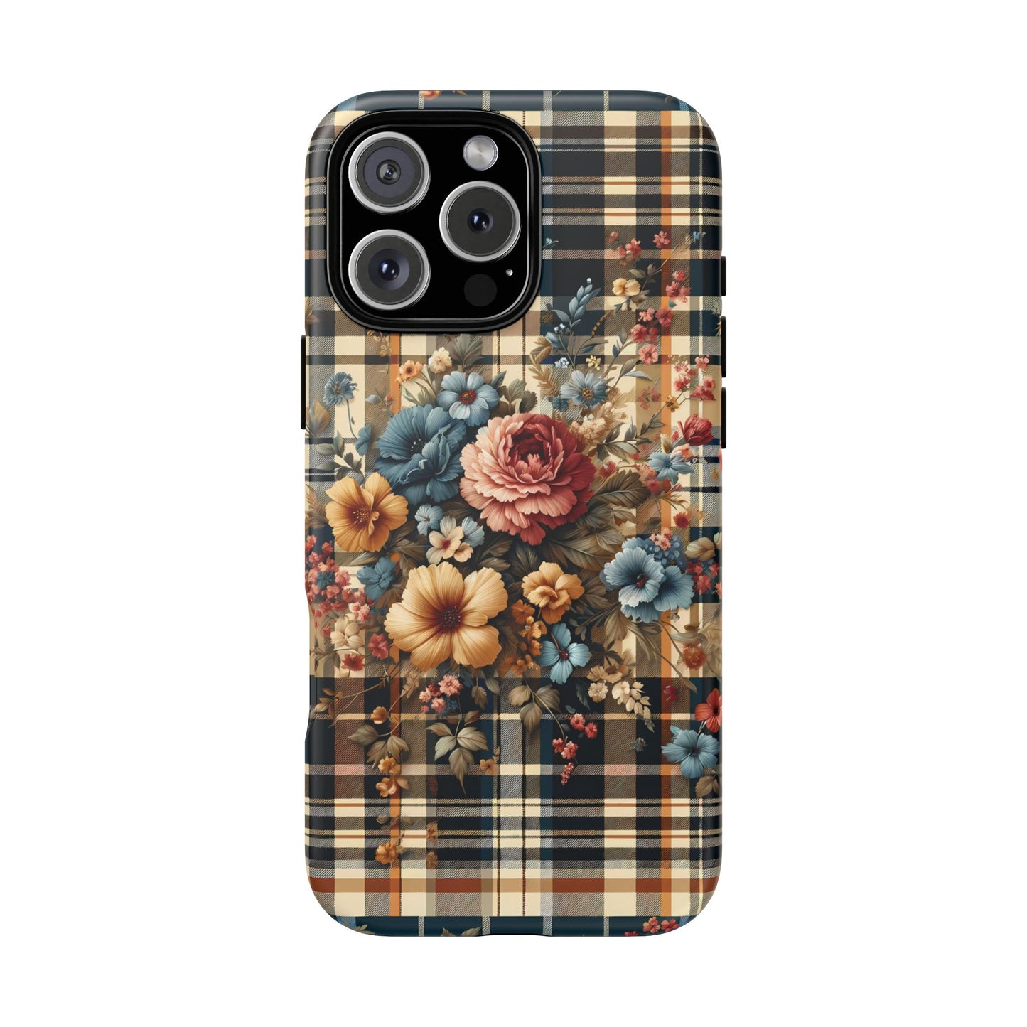 Vintage Floral Checkered Phone Case