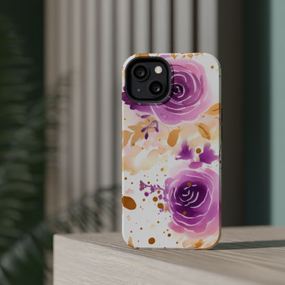 Soft Purple & Gold Floral Splash - MagSafe iPhone Series Case