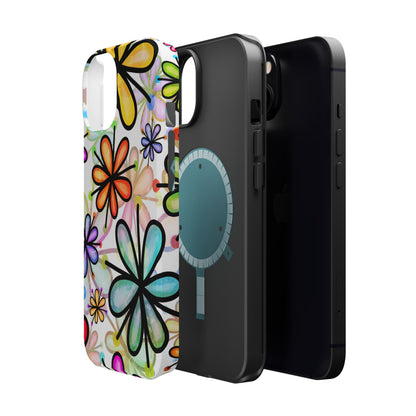 Retro Floral Pop MagSafe iPhone Case – Ultra-Slim Design, High-Gloss Finish