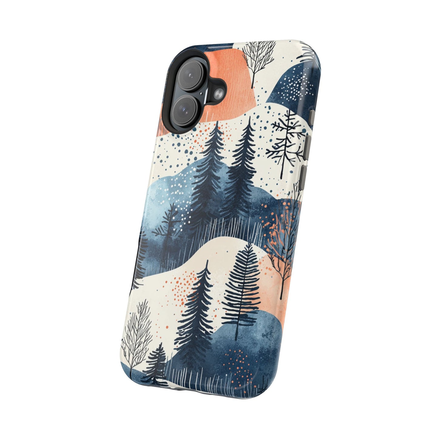 Winter Forest MagSafe iPhone Case | Watercolor Trees & Mountains