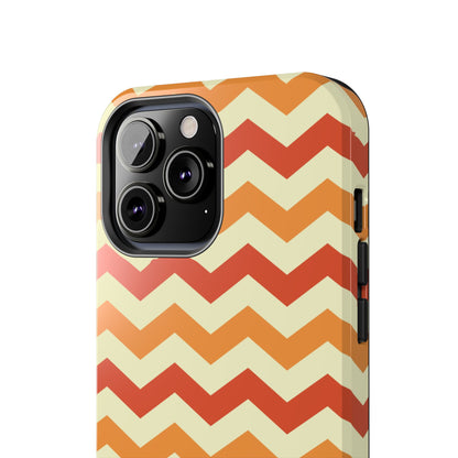 Warm Sunset Chevron – Orange, Red & Cream Geometric iPhone Case