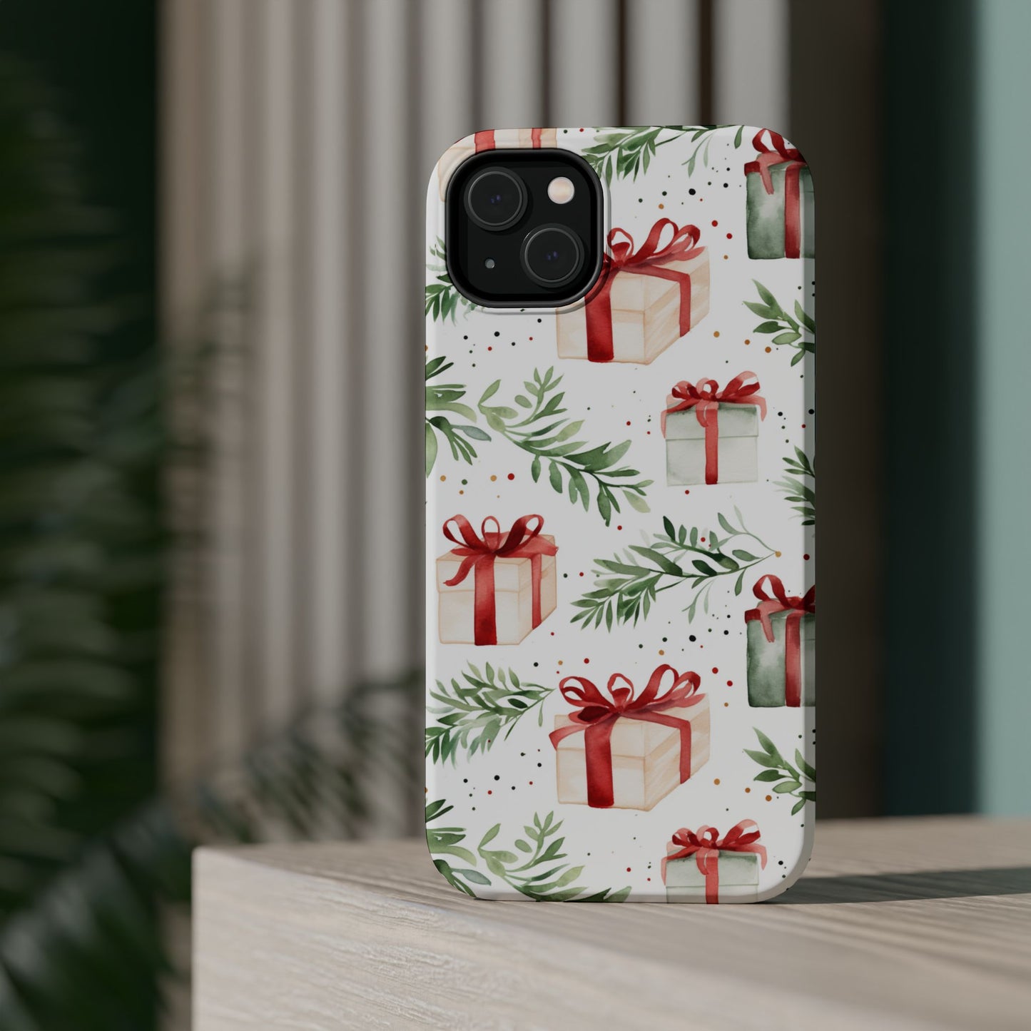 Watercolor Holiday Gifts & Greenery - MagSafe iPhone Series Case