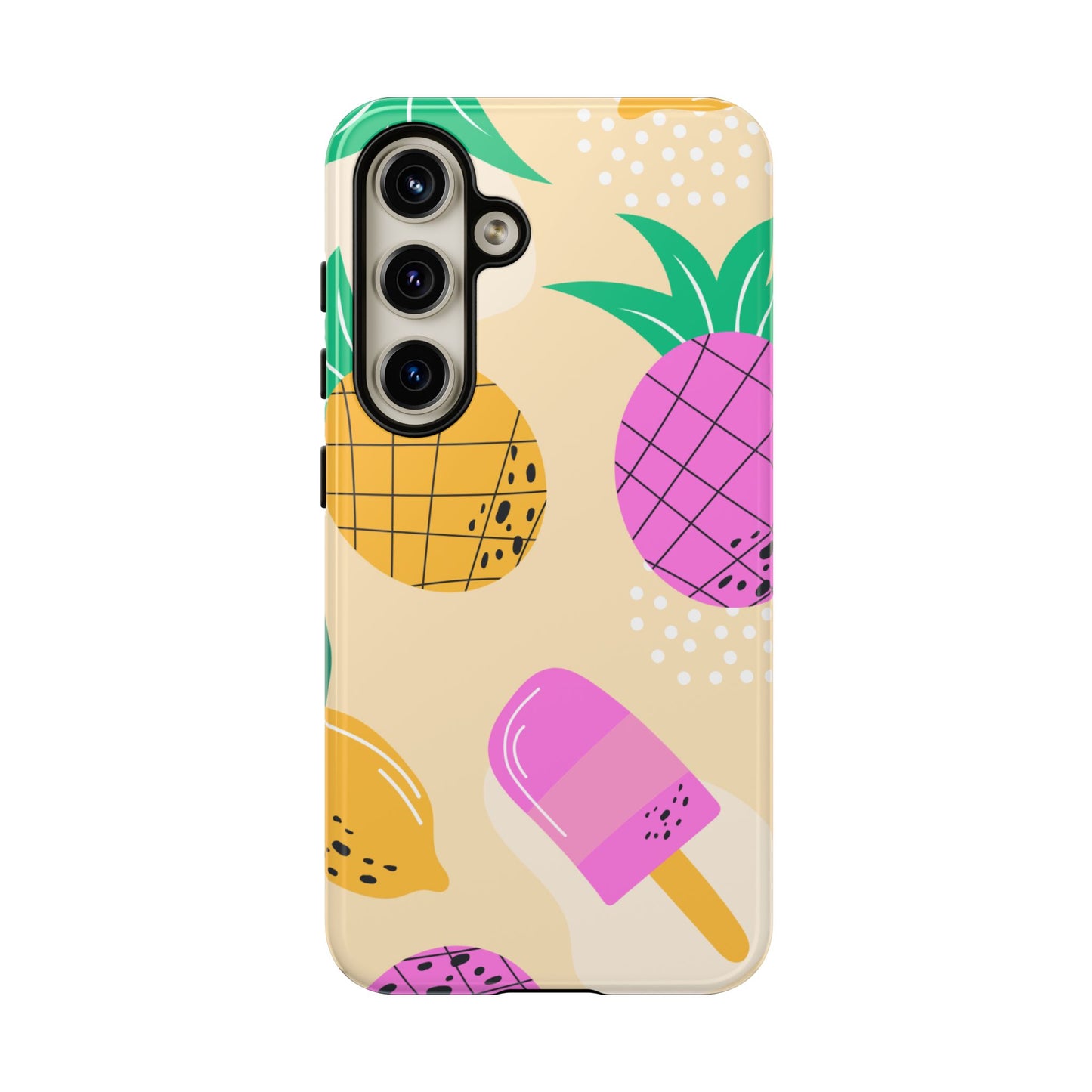 Tropical Pop Samsung Galaxy Case – Fun Pineapple & Lemon Design with Vibrant Summery Colors