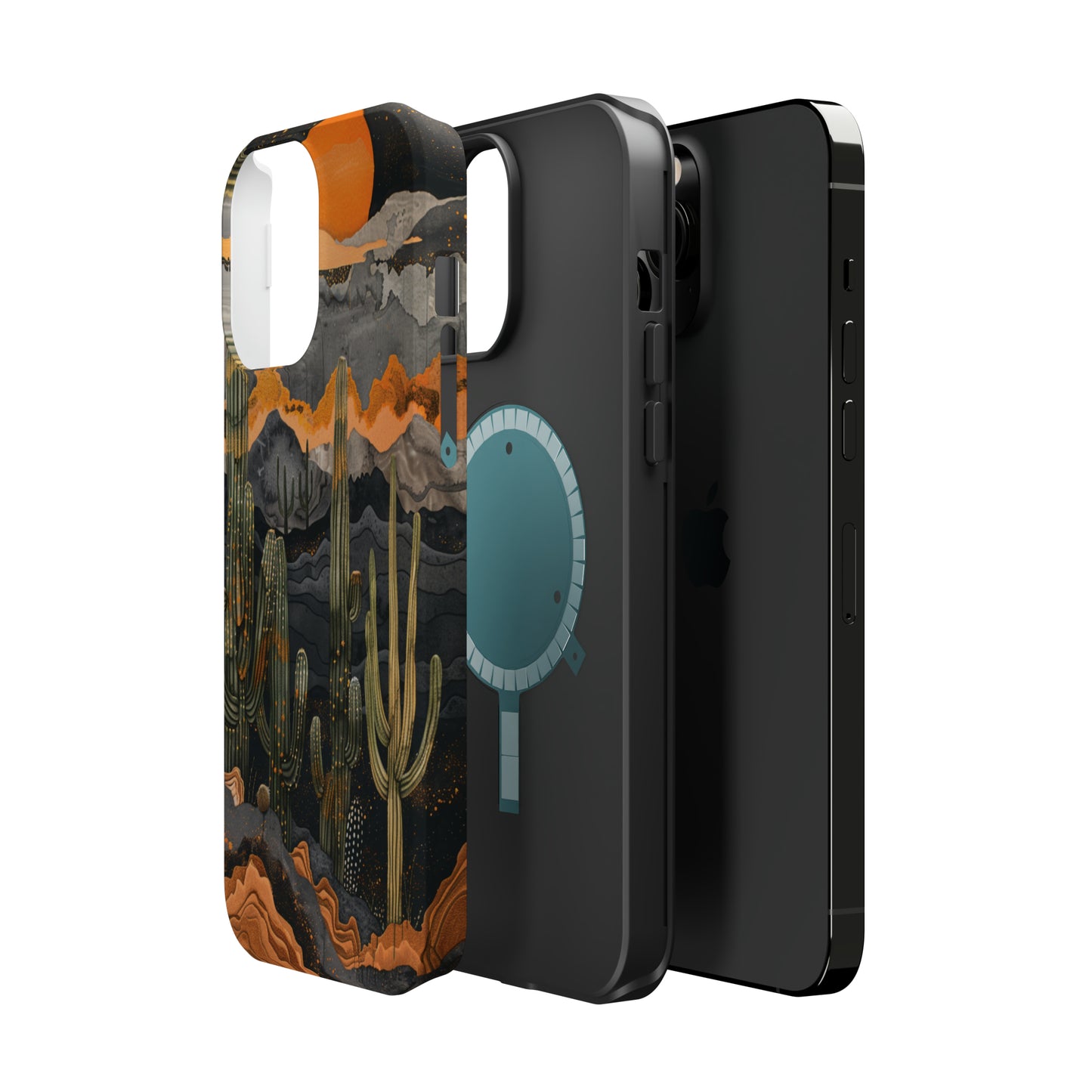 Desert Dusk MagSafe iPhone Case - Cacti Silhouettes & Sundown Hues for iPhone 15, 14, and 13 Series