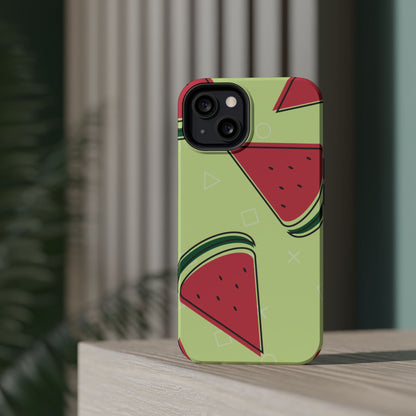 Watermelon Slice MagSafe iPhone Case – Fresh & Fun Design with Retro Geometric Pattern