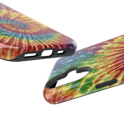 Vibrant Spiral Tie-Dye MagSafe Case – Retro Rainbow Design