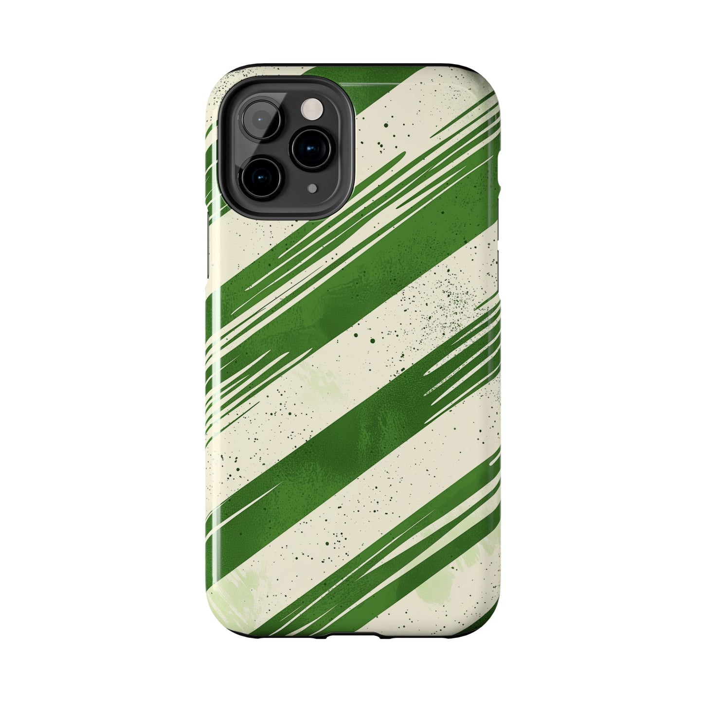 Green Stripes iPhone Case – Bold Diagonal Brushstroke Design - BOGO Cases