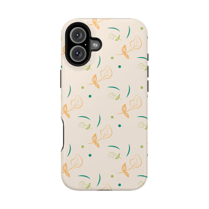 Soft Pastel Abstract Floral Tough MagSafe iPhone Case – Playful Minimalist Design with Dual-Layer Protection