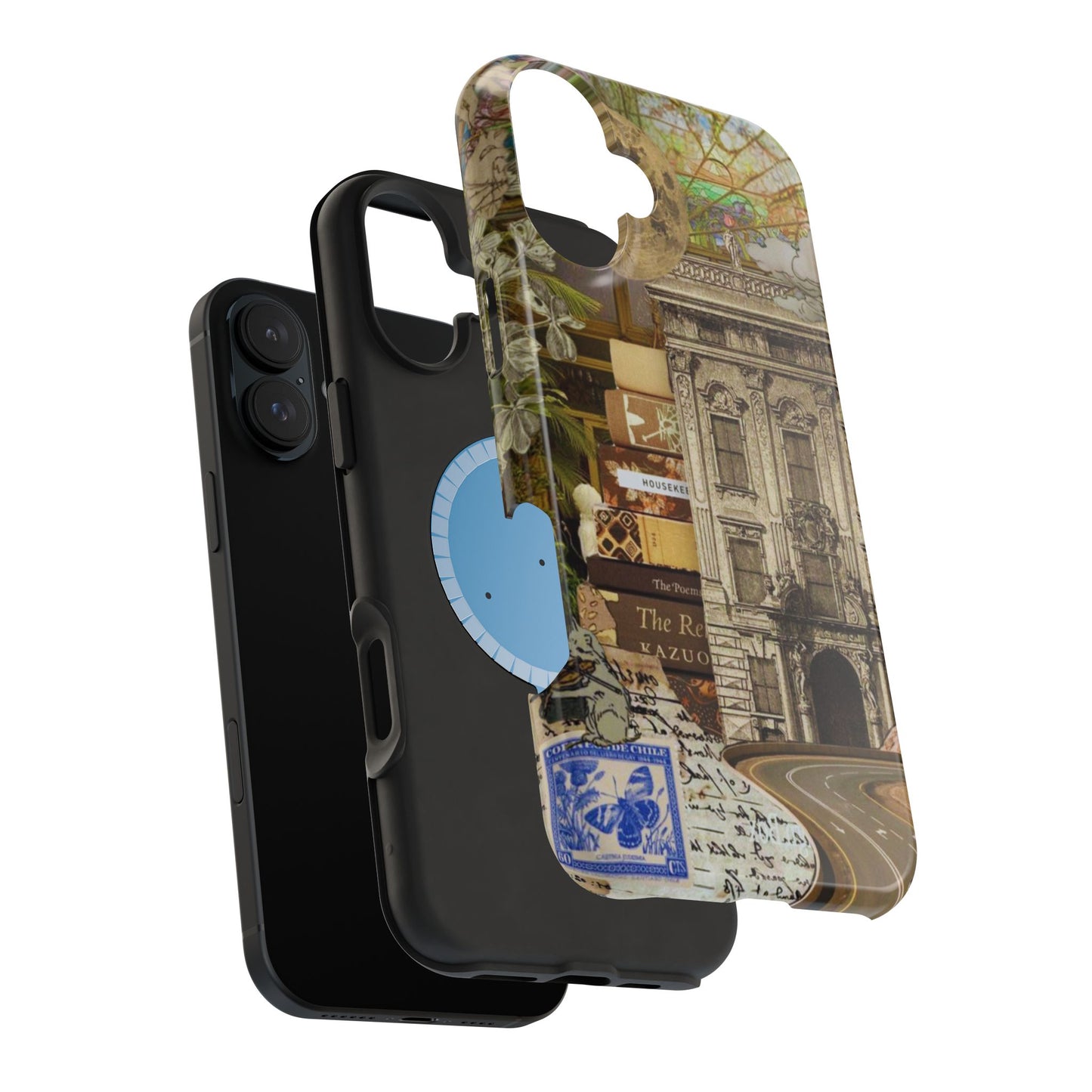 Whimsical Road Trip Collage MagSafe iPhone Case – Dual-Layer Protection with Vintage Art and Adventure Design