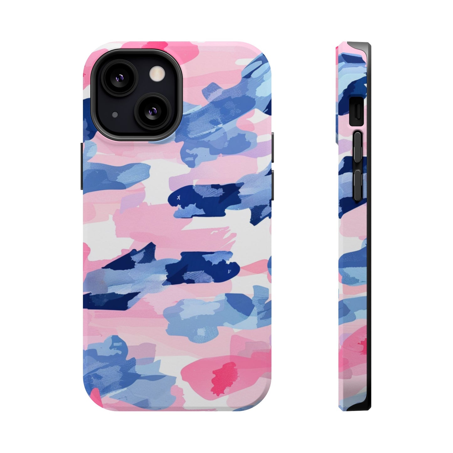 MagSafe Case: Dynamic Pink & Navy Brushstroke Art