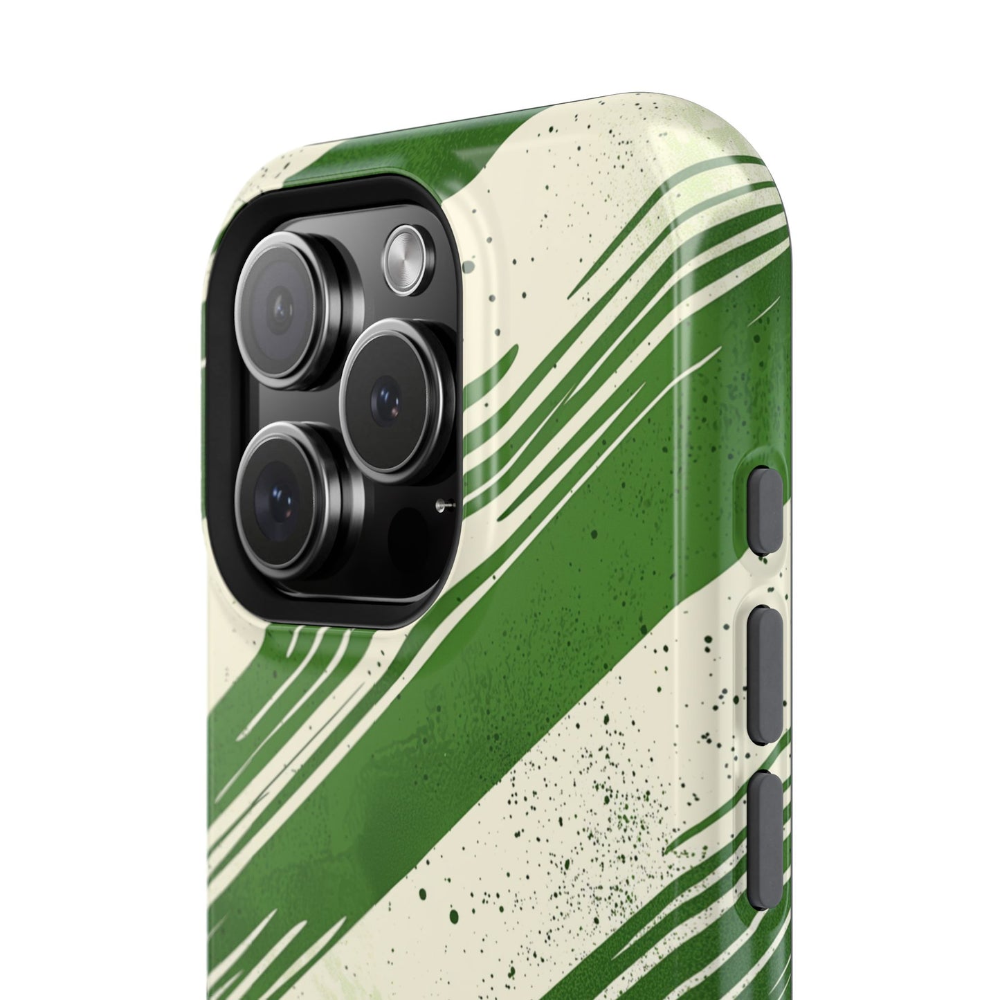 Green Stripes MagSafe iPhone Case – Bold Diagonal Brushstroke Design