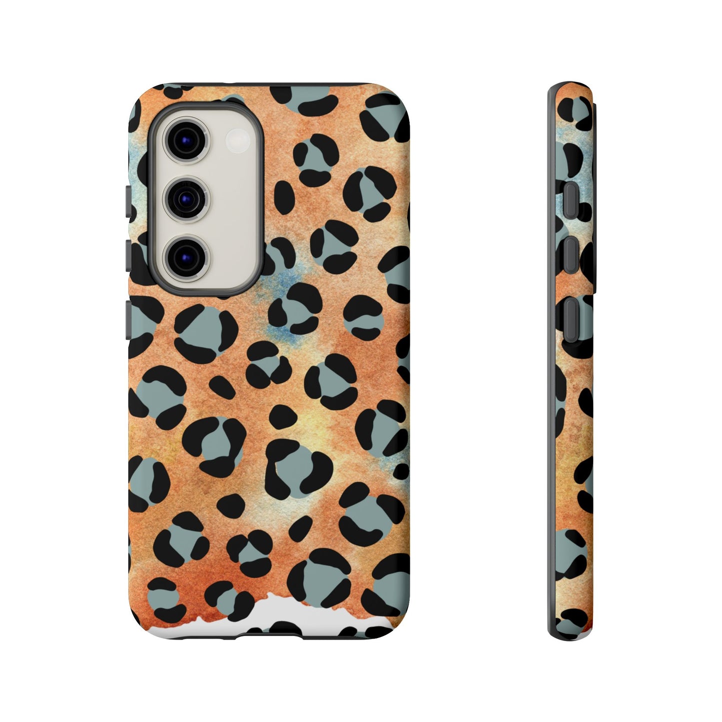 Sunset Watercolor Leopard Print Tough Samsung Galaxy Case – Artistic Animal Pattern with Dual-Layer Protection