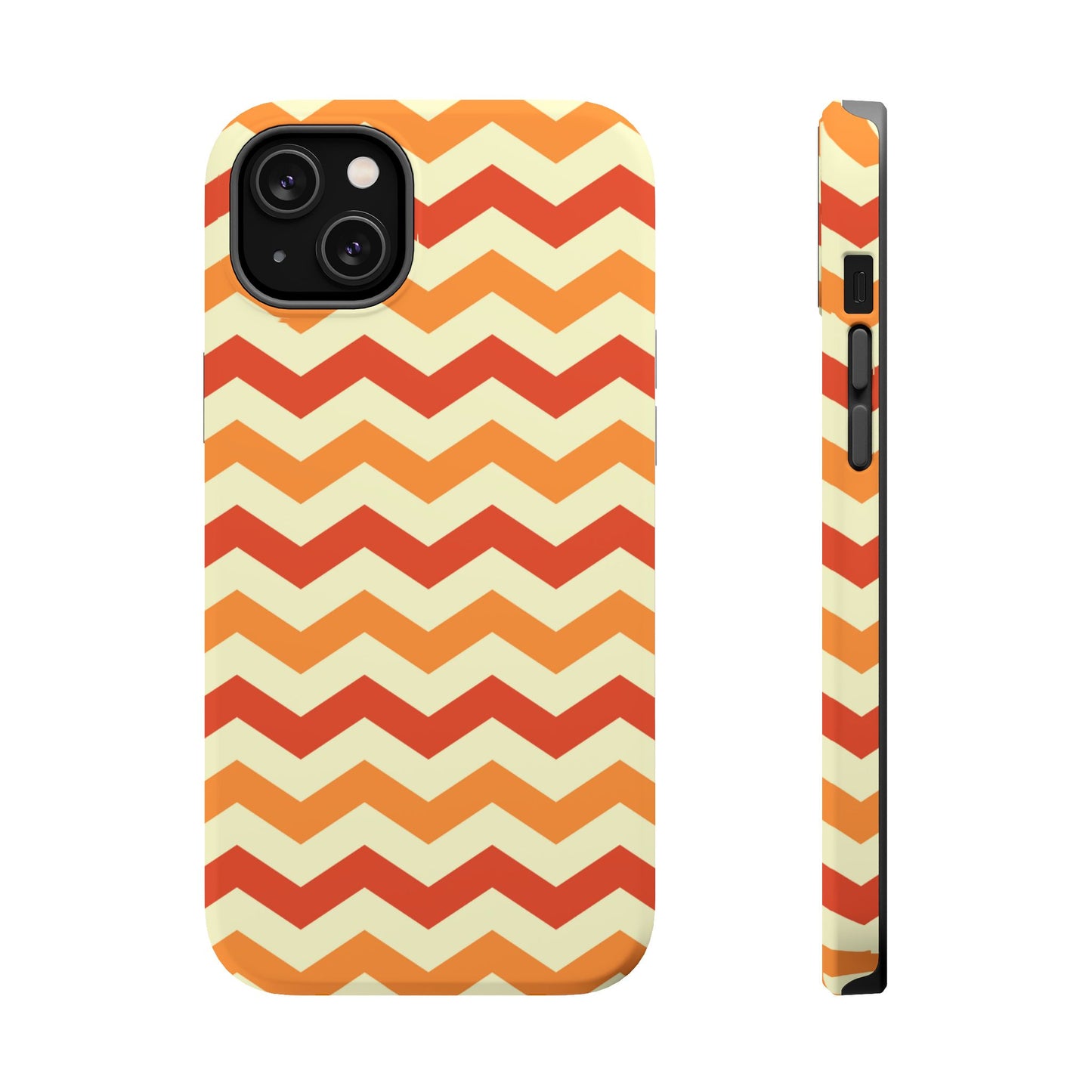 Warm Sunset Chevron – Orange, Red & Cream Geometric MagSafe iPhone Case