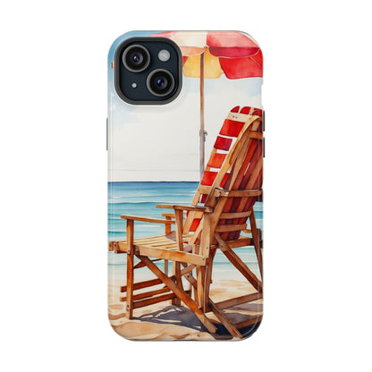 Beach Bliss MagSafe iPhone Series Case – Relaxing Seaside Chair and Umbrella Design