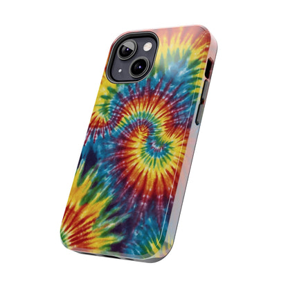 Retro Tie-Dye Swirl iPhone Case – Rainbow Spiral Design