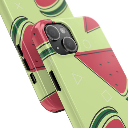 Watermelon Slice iPhone Case – Fresh & Fun Design with Retro Geometric Pattern