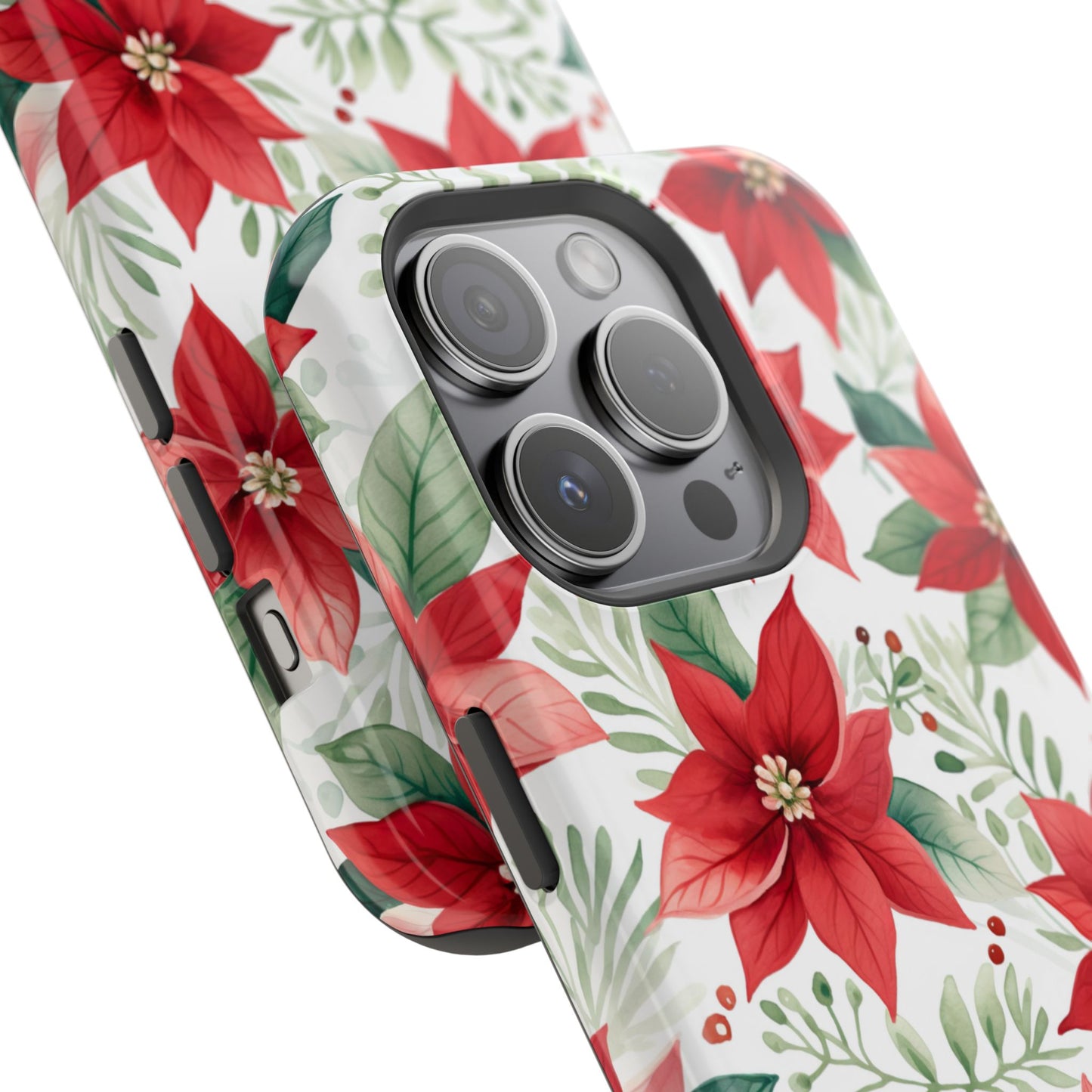 Festive Poinsettia Holiday Pattern – MagSafe iPhone Series Case