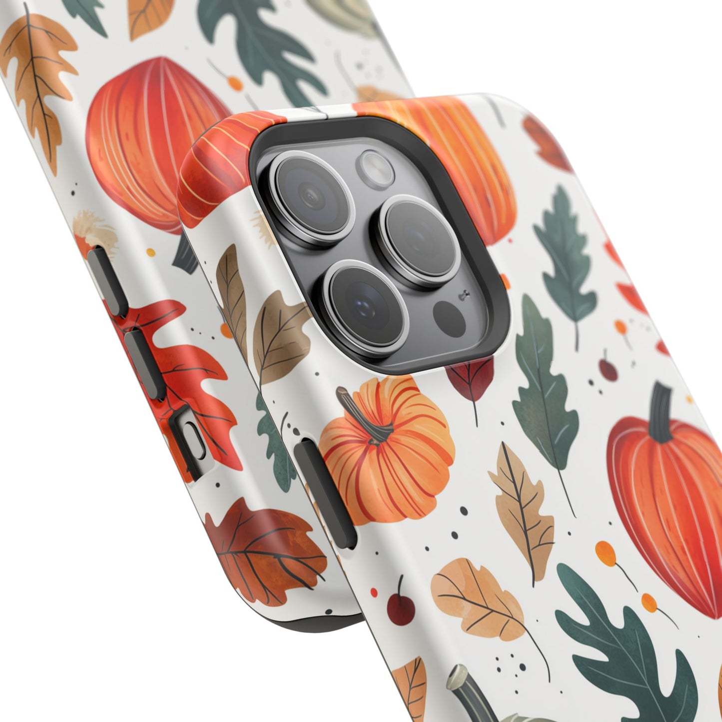 Autumn Harvest MagSafe iPhone Case - Pumpkin and Fall Leaf Design