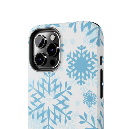 Frosty Blue Snowflakes iPhone Case – Shockproof, Smooth Matte Finish, Dual-Layer Design