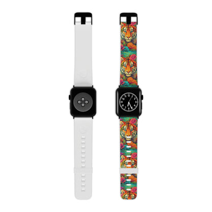 Fierce Rainbow Tiger Art Apple Watch Band