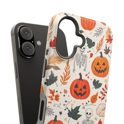 Halloween Pumpkin & Skeleton MagSafe iPhone Case – Spooky Autumn Design