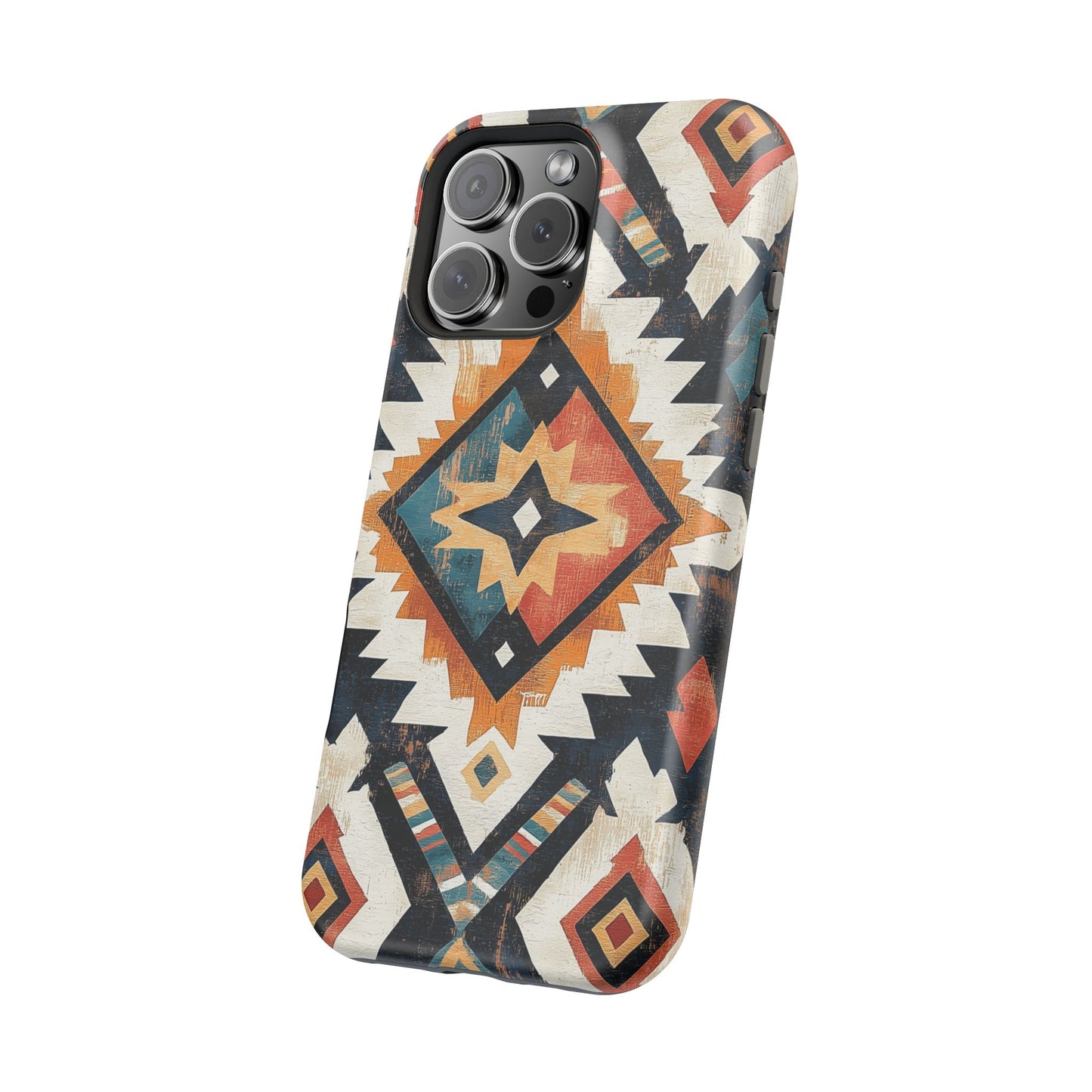 Vintage Southwestern Diamond Tough MagSafe iPhone Case – Rustic Tribal Design, Dual-Layer Protection