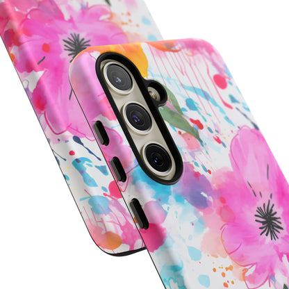 Color Splash Pink & Orange Watercolor Floral - Samsung Galaxy Case