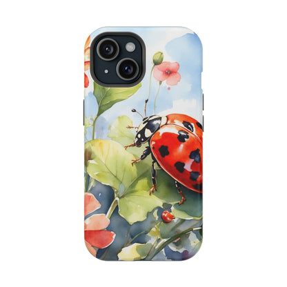 Watercolor Ladybug & Poppy Fields - MagSafe iPhone Case