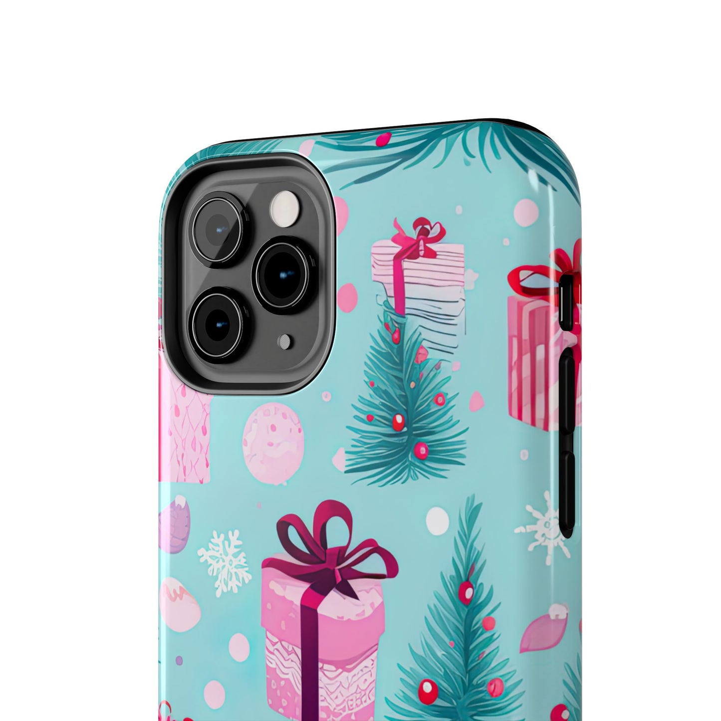 Festive Pink Christmas Gifts and Evergreen iPhone Case – Holiday Theme, Protective Cover