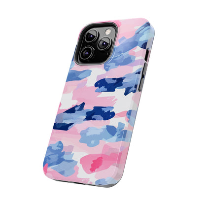 iPhone Case: Dynamic Pink & Navy Brushstroke Art