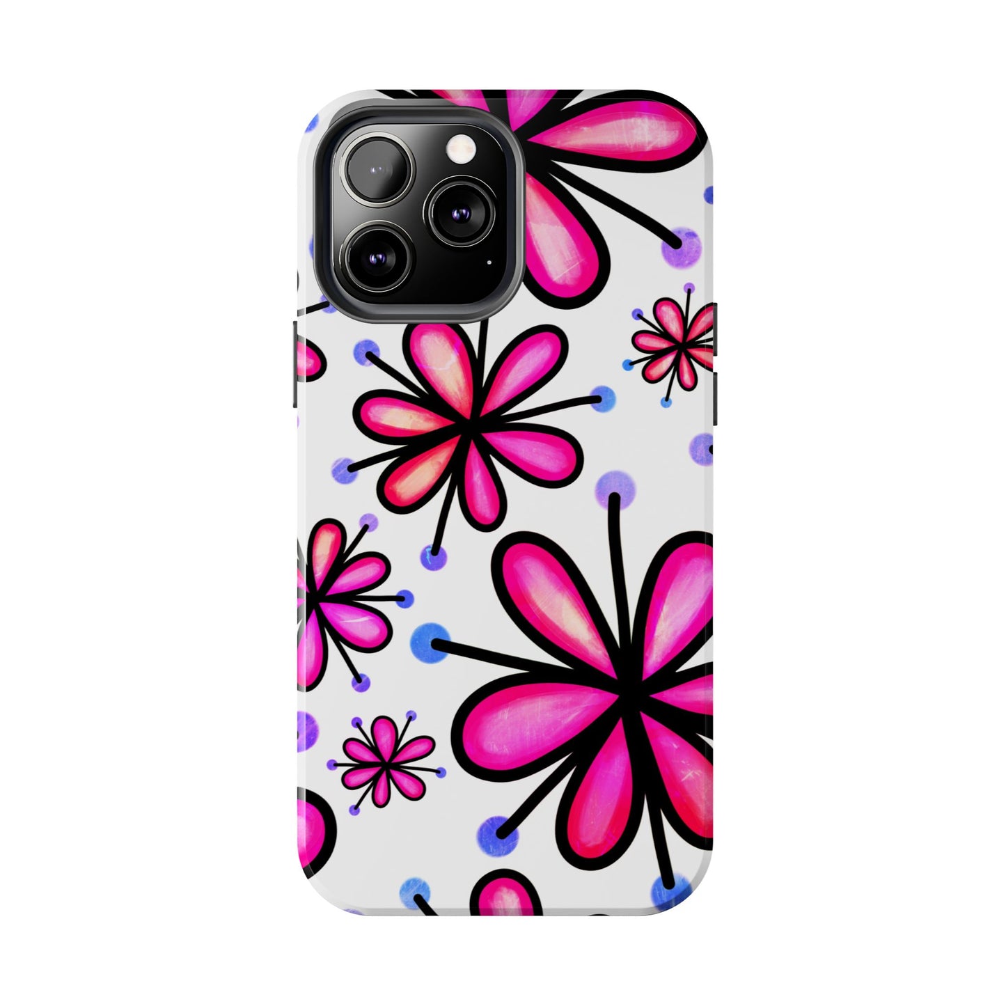 Pink Retro Bloom iPhone Case – Ultra-Slim Design, Glossy Finish