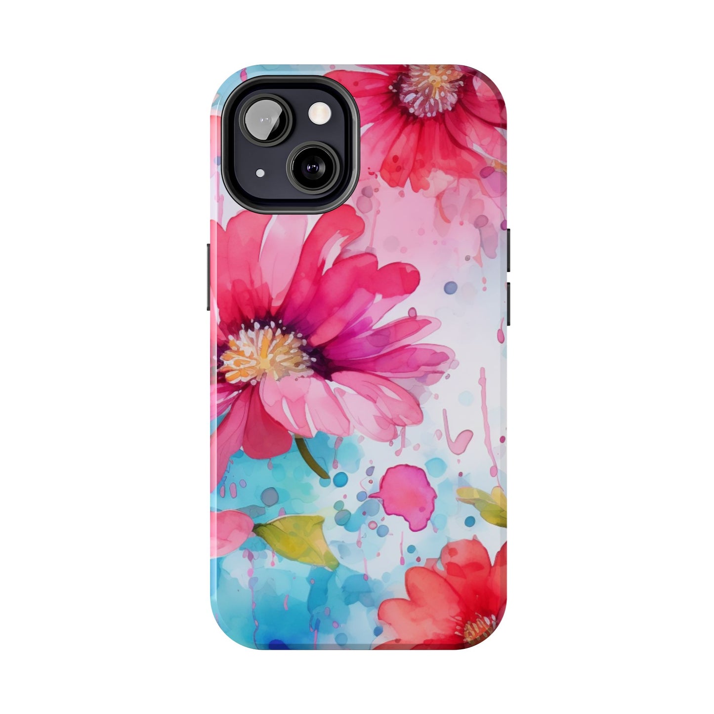 Vibrant Watercolor Red & Pink Floral - iPhone Case