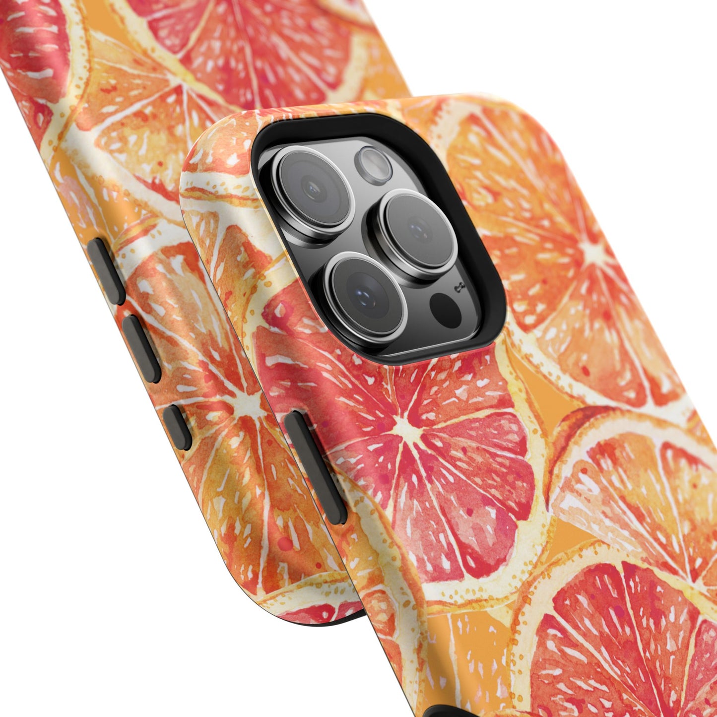 Watercolor Citrus Splash Tough MagSafe iPhone Case – Vibrant Fruit Print, Shock-Resistant Design