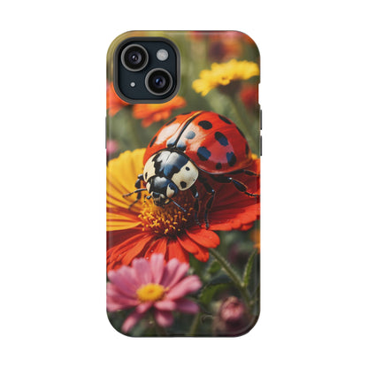 Ladybug on Orange Daisy - MagSafe iPhone Case