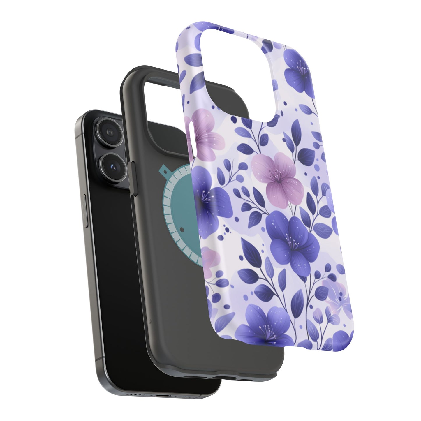 Purple Floral MagSafe iPhone Case – Durable Protection with Elegant Flower Design