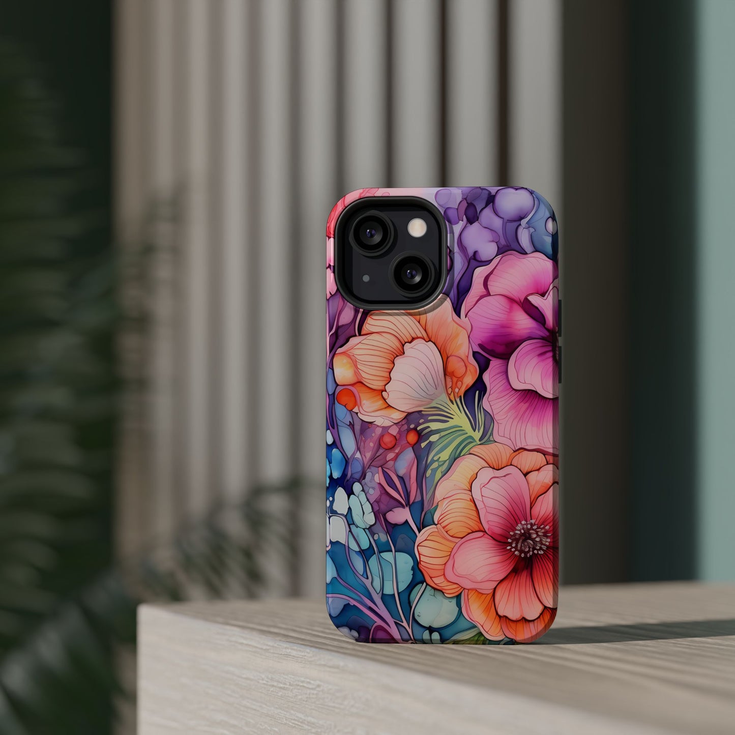 Bright Watercolor Floral Splash MagSafe iPhone Series Case – Bold Artistic Design