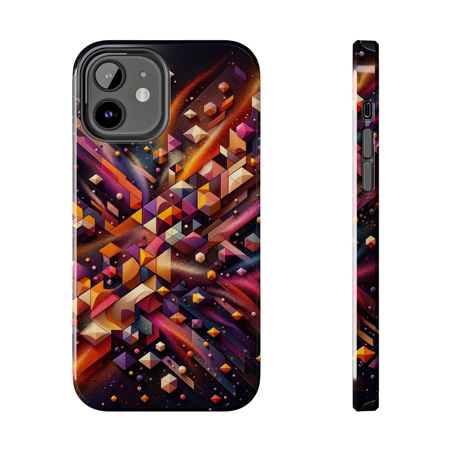 Geometric Galaxy iPhone Case - Abstract Cosmic Protective Cover - Retro Gamer