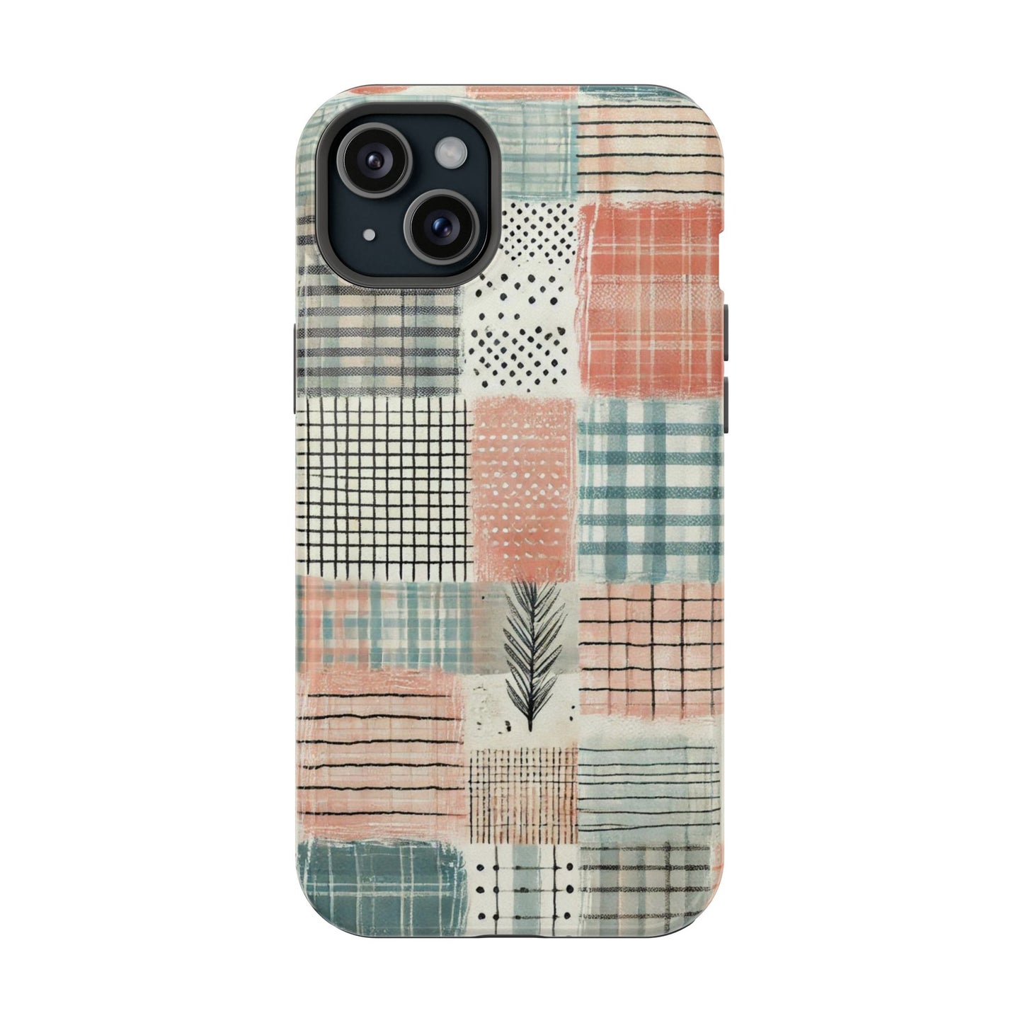 Rustic Patchwork MagSafe iPhone Case | Farmhouse Style & Shockproof