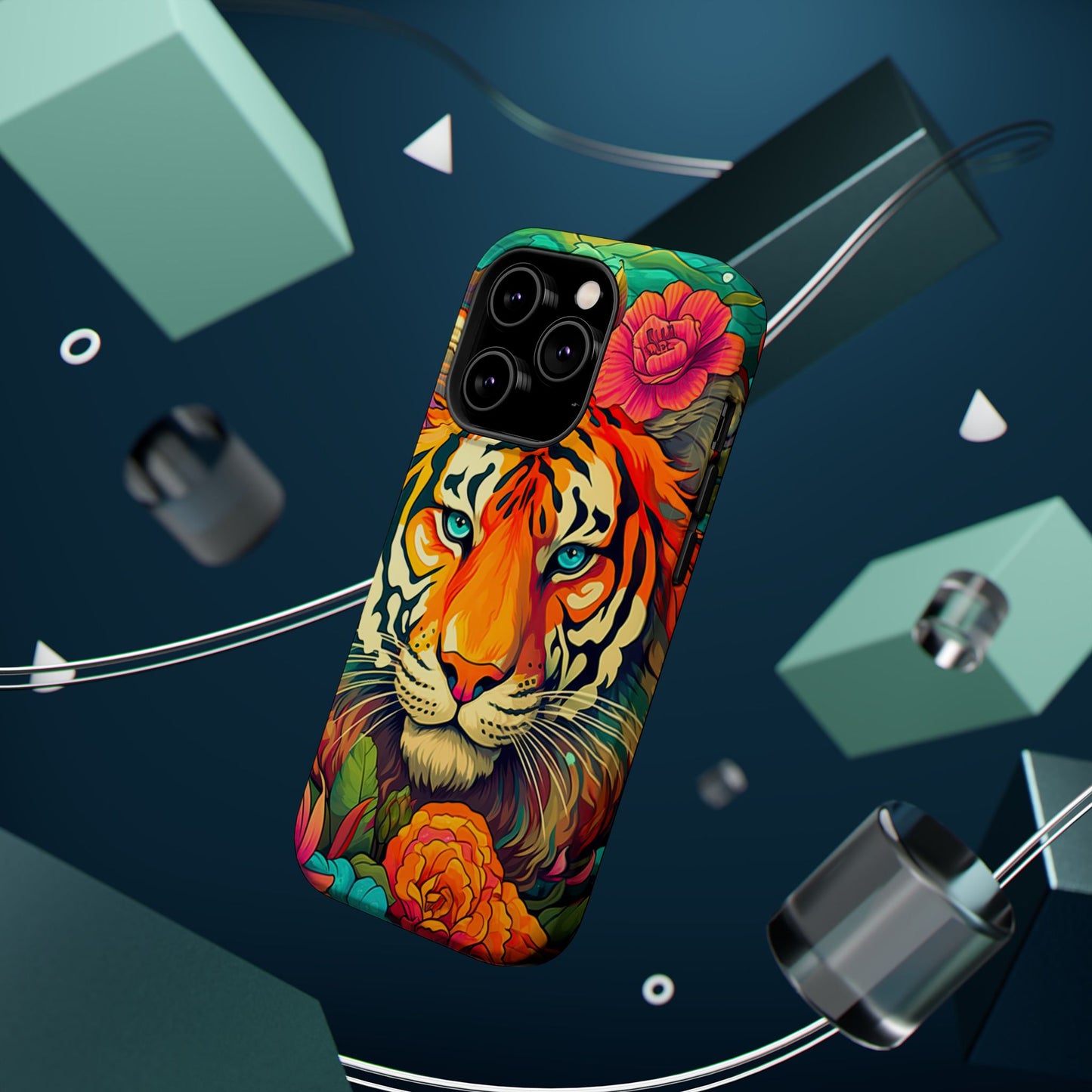 Fierce Rainbow Tiger Art - MagSafe iPhone Case