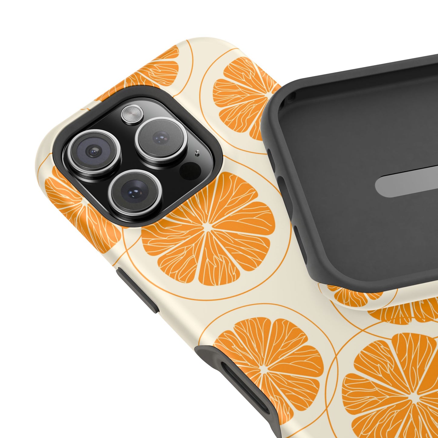 Citrus Burst Pattern Tough MagSafe iPhone Case – Bold Orange Design, Shockproof Protection