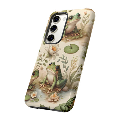 Cute Frogs Phone Case - Pond Pals Frolic - Charming Frog Lily Pad Phone Case for iPhone, Google & Samsung! Great Gift For Any Frog Lover!